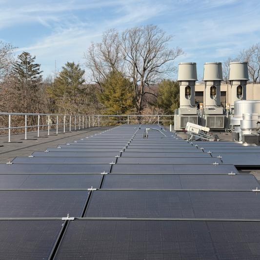 Solar panels on the roof of the Malvern Innovation Center