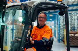 Forklift operator for Saint-Gobain enjoys his career in manufacturing